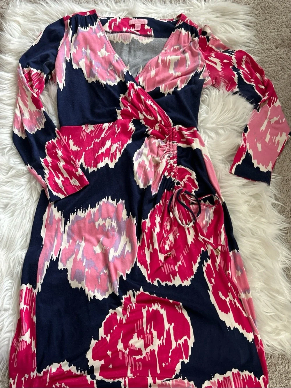 Lilly Pulitzer Pink & Navy Floral faux Wrap dress
